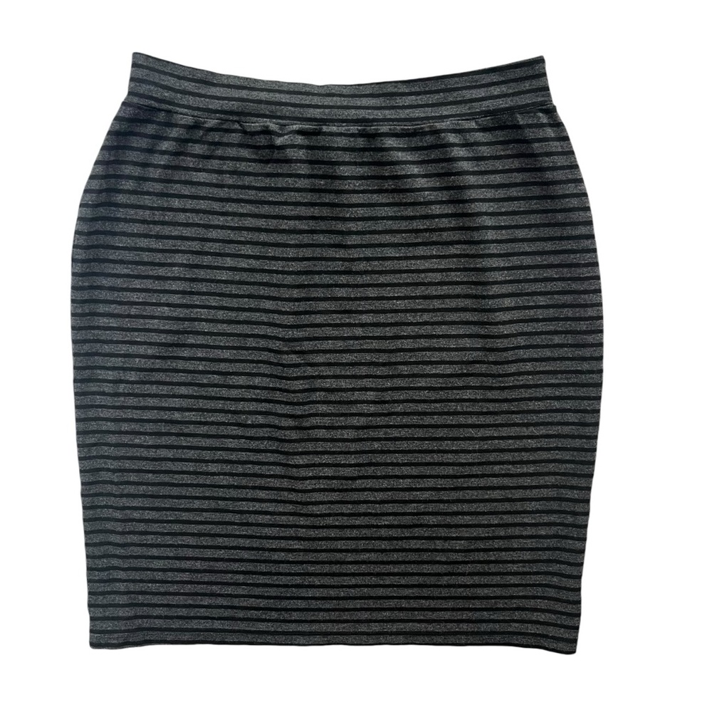 Meri Skye Womens Sz 1X Black Gray Stripe Stretch Jersey Knit Pencil Skirt #XS551
